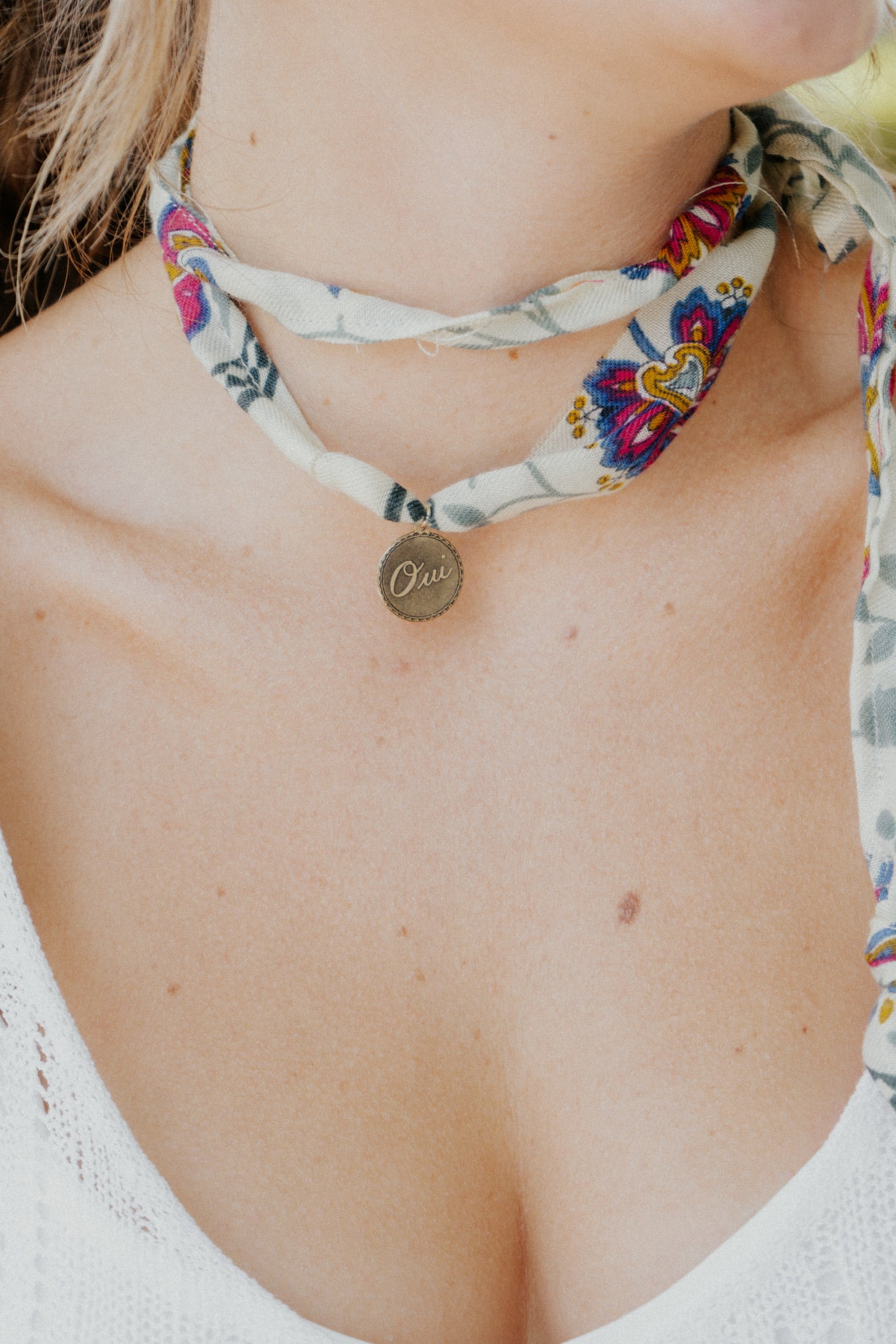 Clara Necklace with Vintage Oui Charm